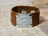 Leather Cuff Bracelet #2 Locker Number