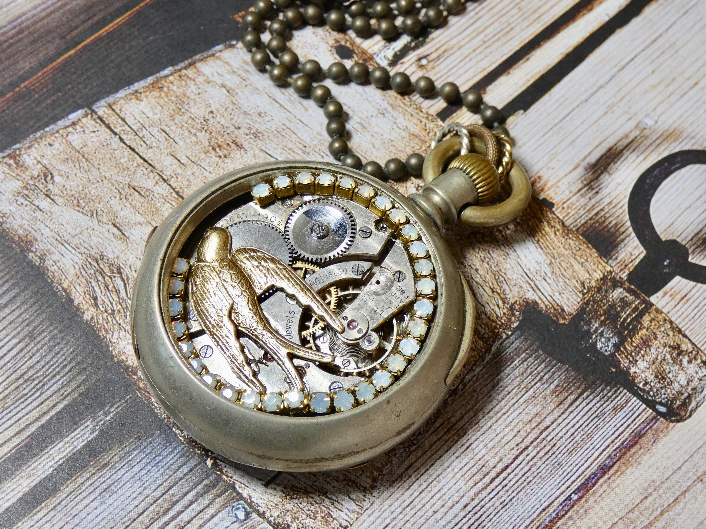 Alice in Wonderland Antique Style Full Size Pocket Watch on Necklace With  Charm FREE Gift Box/pouch 