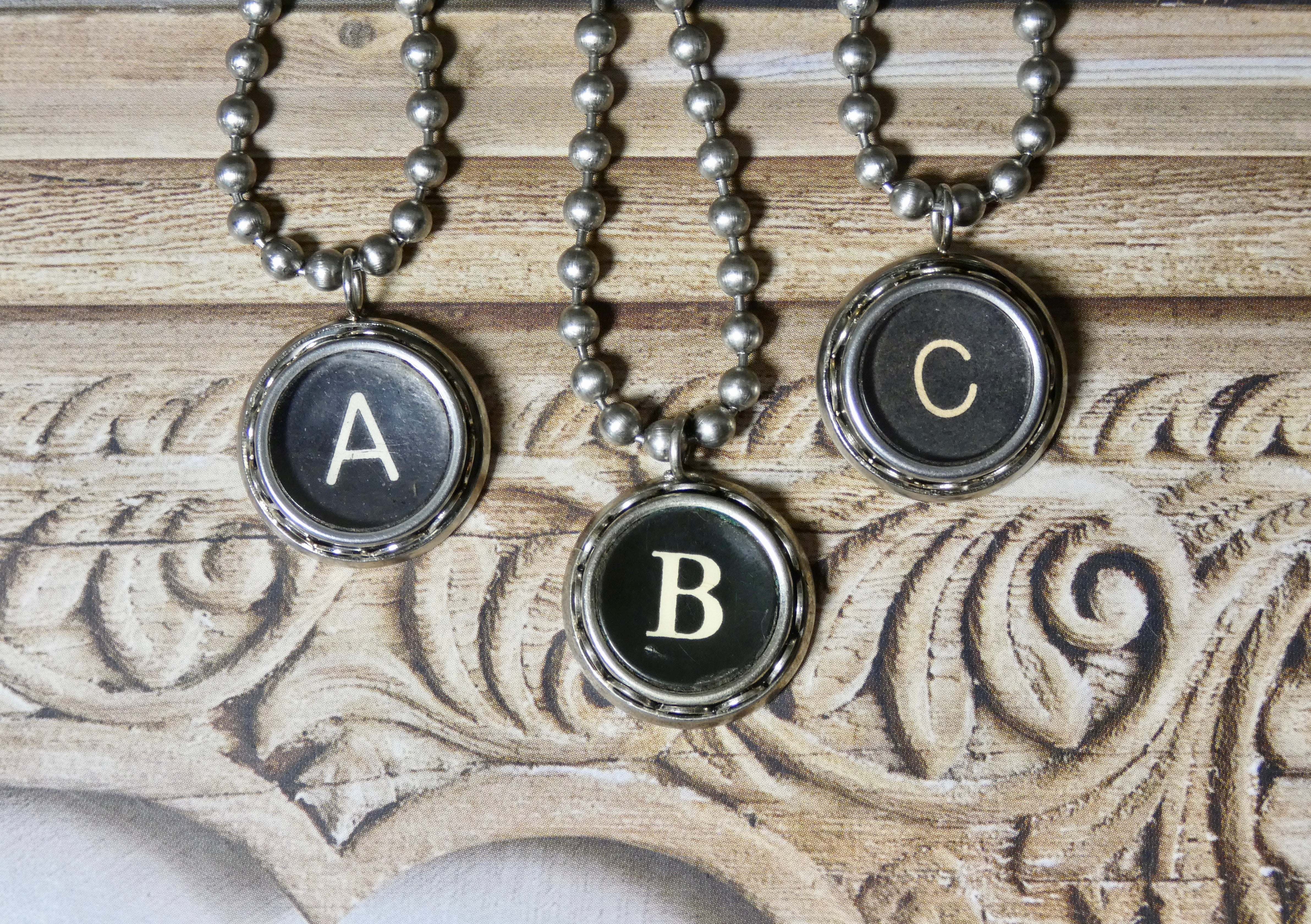 Typewriter Key Necklace • Initial pendant • Letters A to Z