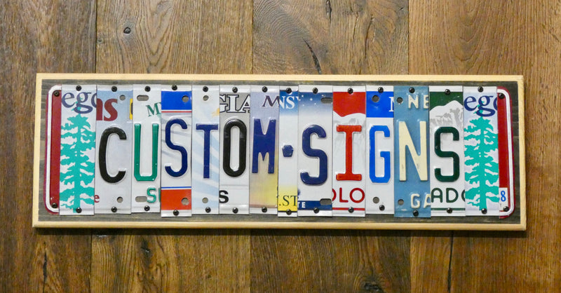 SING Sign made with repurposed License Plates