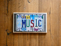 MUSIC Sign made with repurposed License Plates