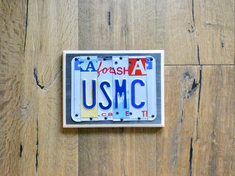 USMC Sign made with repurposed License Plates