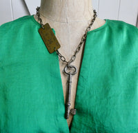 Skeleton Key and Ohio Oil Co Tag Necklace