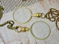 Magnifying Glass Necklace, Brass Pendant