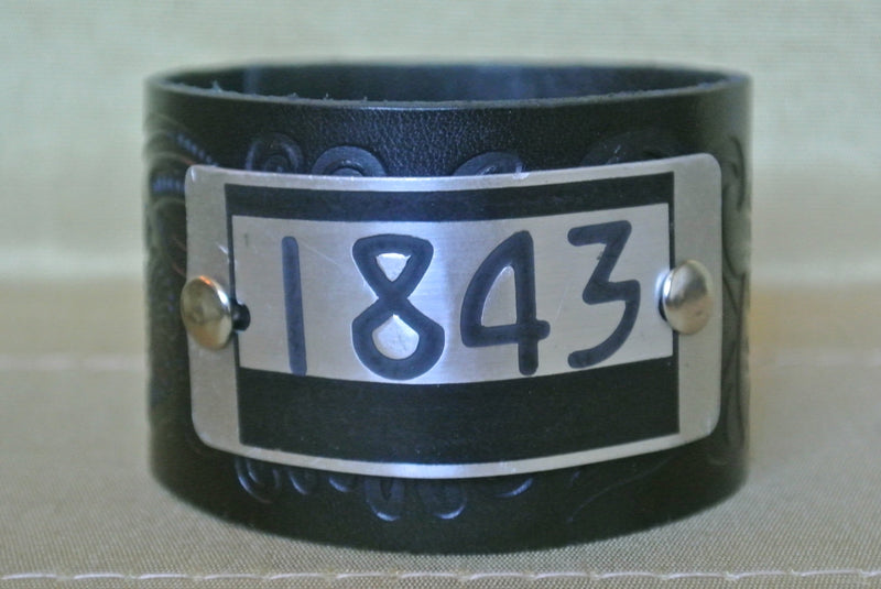Leather Cuff Bracelet, #1843 Locker Tag