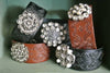 Leather Cuff Bracelet with repurposed brooch