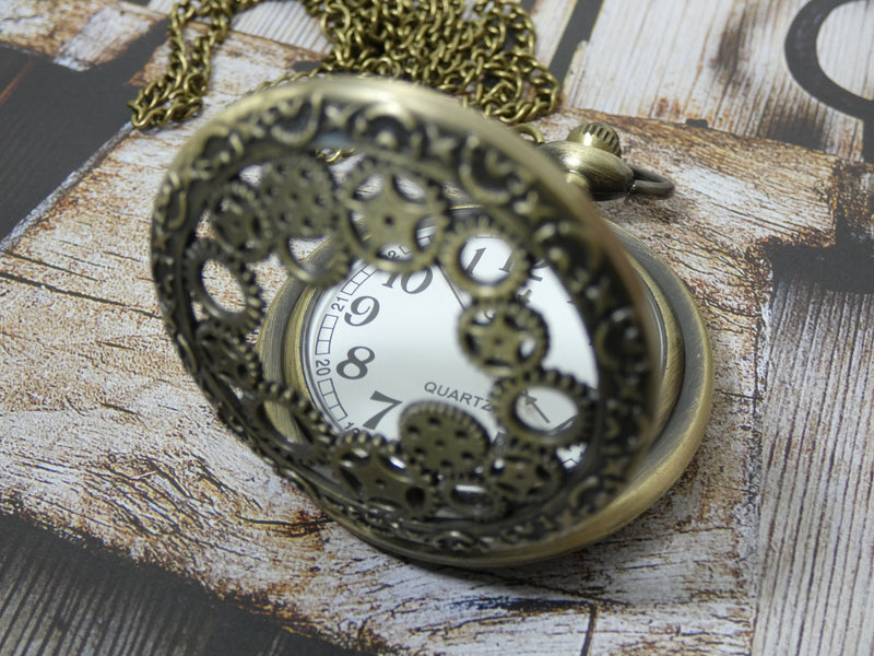 Steampunk Pocket Watch Necklace • Gears Pocket Watch • Large Face Watch • The perfect Steampunk Gift or for your Costume