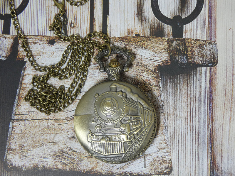 Train Pocket Watch Necklace • Large Locomotive Watch • Unisex Watch Necklace • Steampunk Working Timepiece • A perfect watch for all ages
