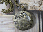 Train Pocket Watch Necklace • Steampunk Working Watch • Unisex Large Face Timepiece • Great Gift