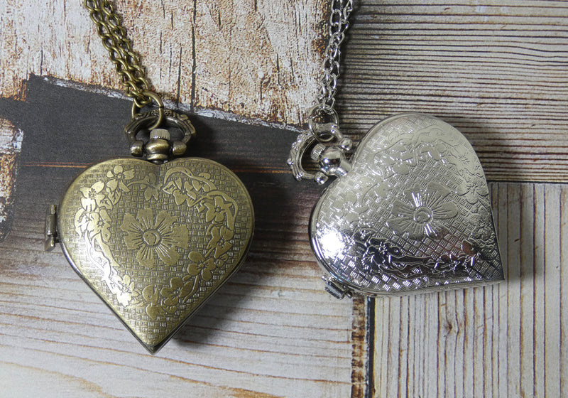 Pocket Watch brass Heart Necklace