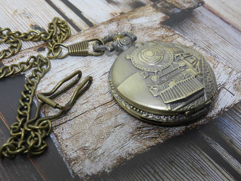 Train Pocket Watch with Fob • Locomotive working Time piece • Steampunk Watch Fob • A Great unisex gift
