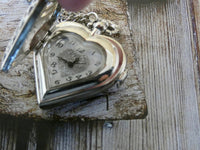Pocket watch gunmetal heart necklace