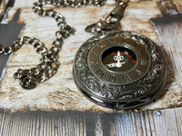 Steampunk Pocket Watch with Fob - Working watch with Quartz movement