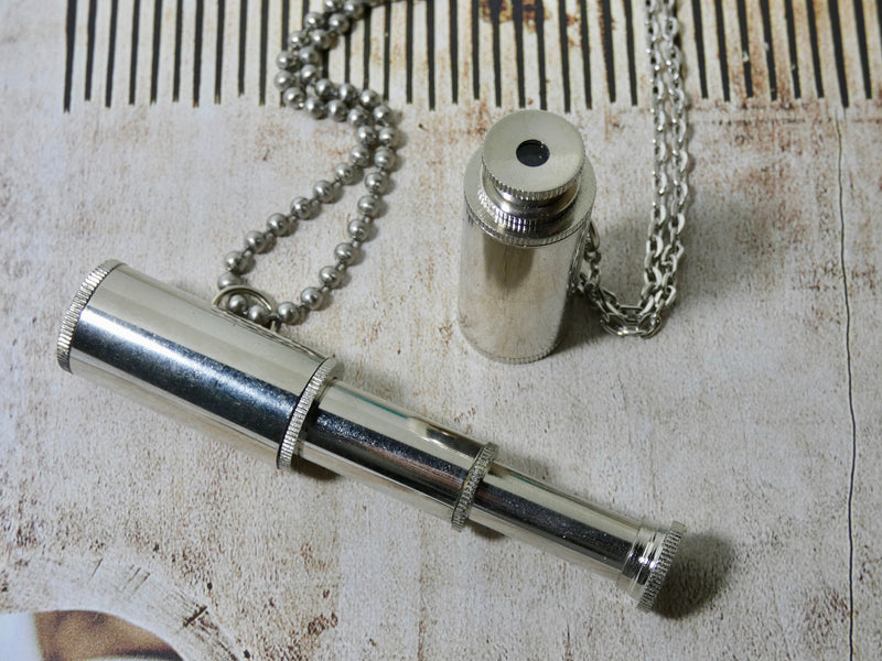 Telescope Necklace, Silver Looking Glass pendant, A perfect Unisex Steampunk Necklace