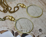 Magnifying Glass Necklace, Brass and Glass Steampunk Monocle Necklace, It really does work