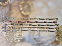 Tennis Bracelet with Colored Crystal Stone in Two Tone Metal