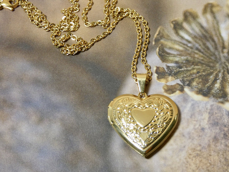 Gold Heart Locket Necklace – Upcycled Works
