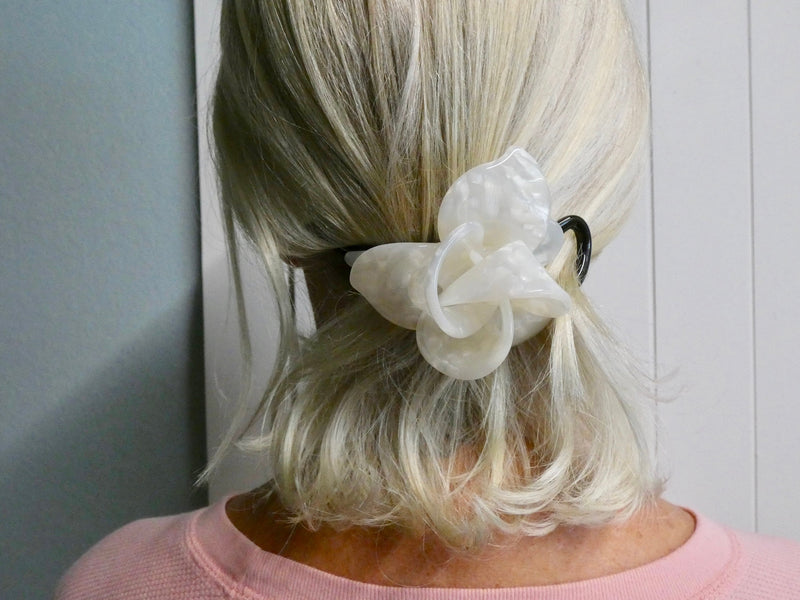 White Flower Hair Clip- White Lucite Hair Accessory perfect for Bridal or Classic everyday Barrette