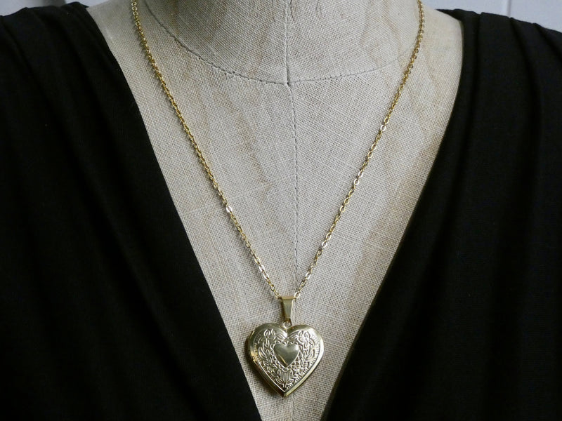 Gold Heart Locket Necklace