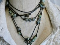 Handmade Leather and Turquoise Lariat Bohemian Necklace