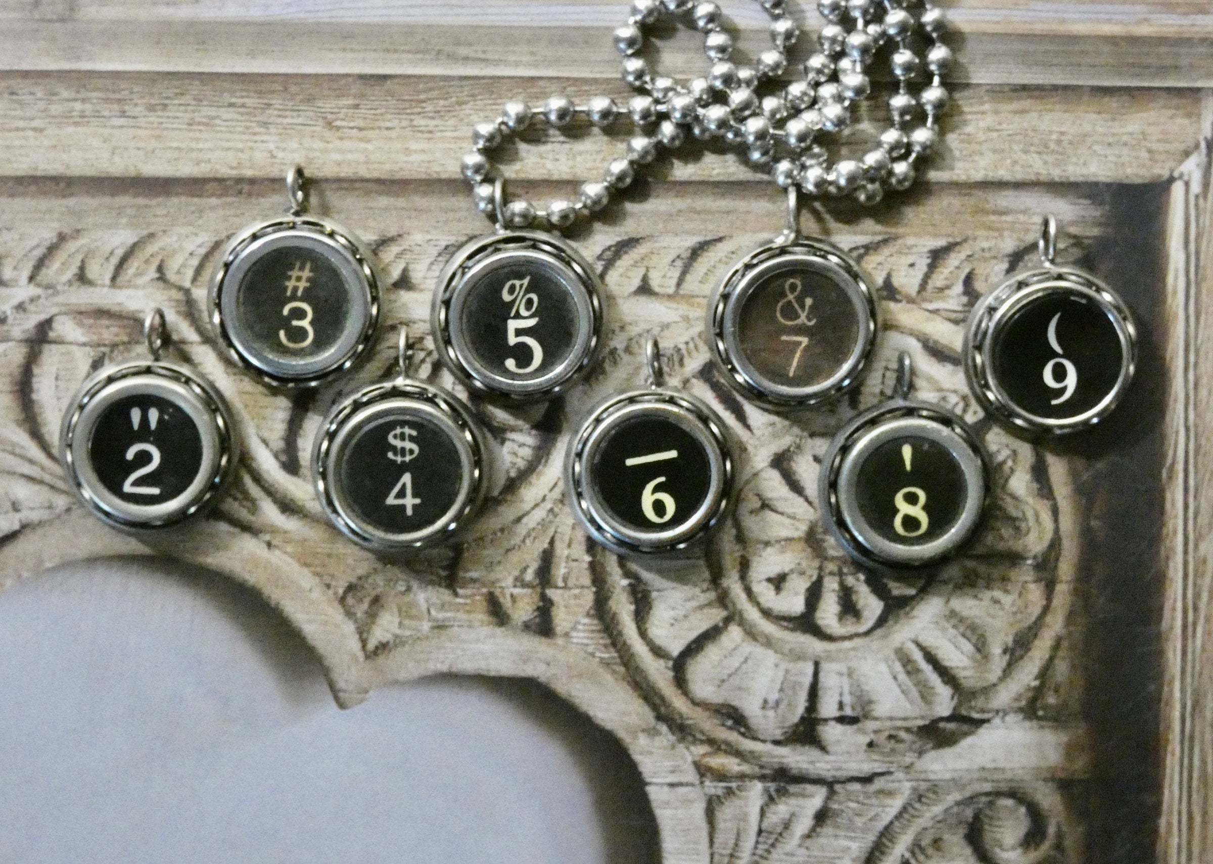 Typewriter Number Necklace • 1,2,3,4,5,6,7,8,9 • Authentic Typewriter Key Numbers