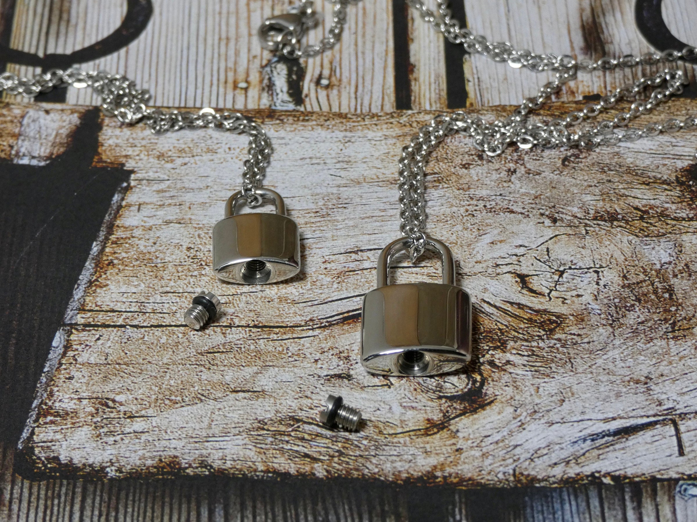 Padlock Necklace, A Very Small Urn Necklace, Cremation Pendant for Human or Pet Ashes, Two Sizes Available Medium Padlock / Silver
