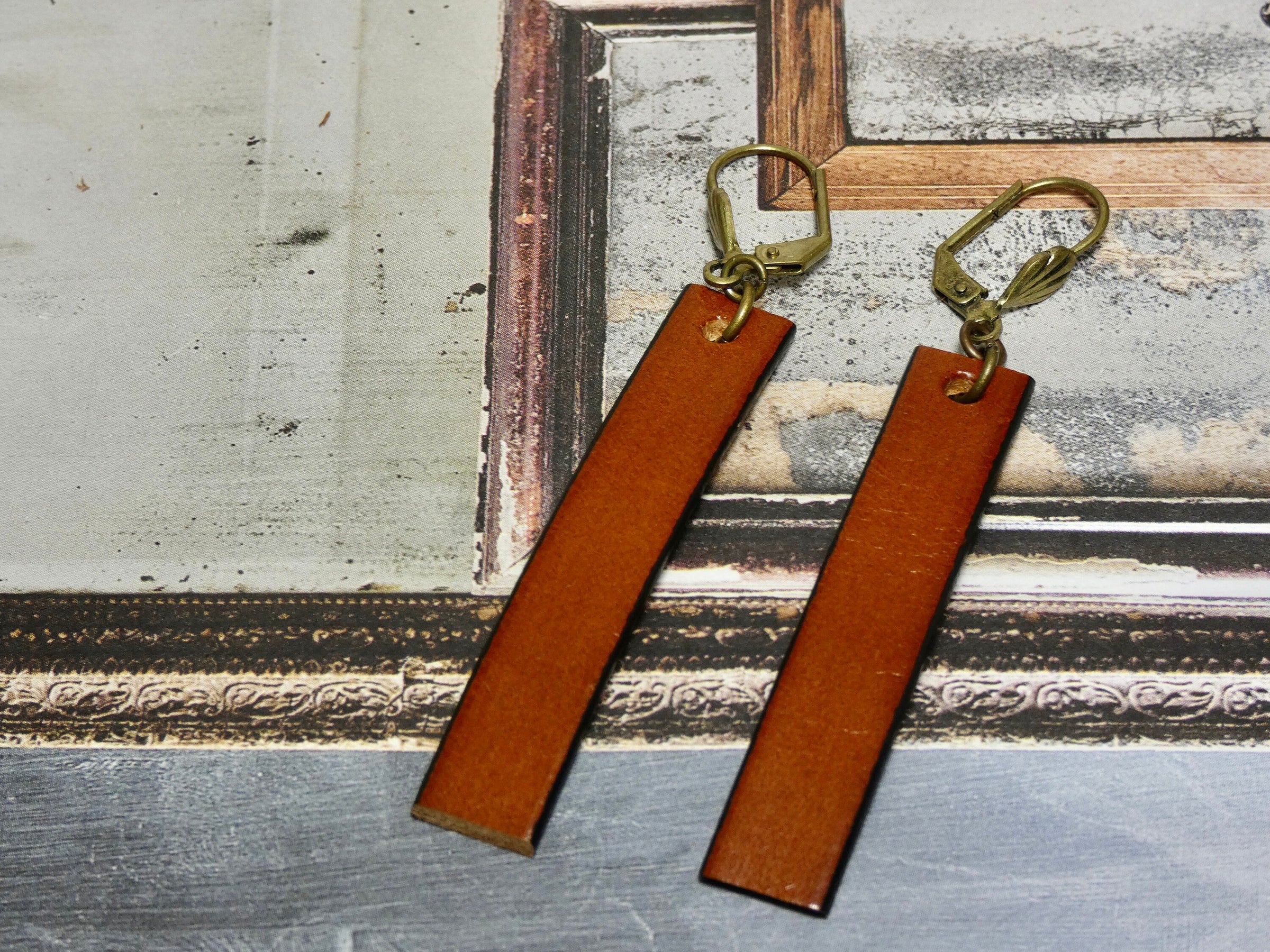 Leather Bar Earring, 2 Inch and 3 Inch Long Earrings
