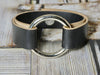 Leather Wrap O Ring Bracelet, Smooth Black Leather, Unisex Circle Cuff Bracelet, Smaller O Ring Bracelet