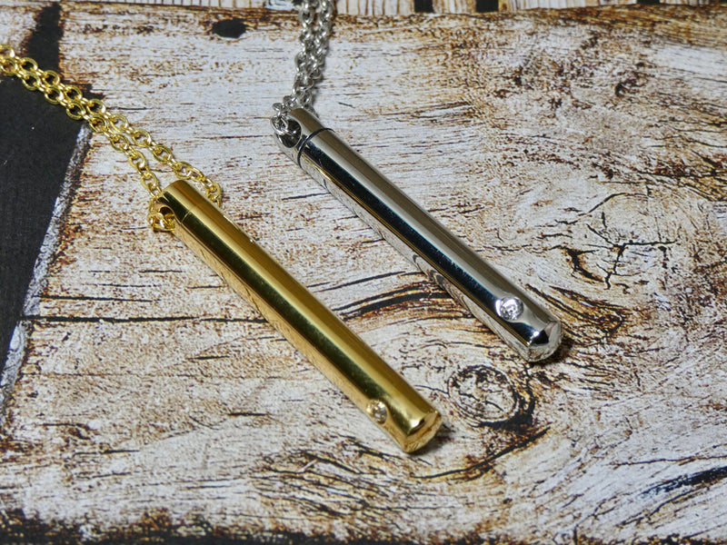 Urn Necklace, Thin Capsule Necklace, Cremation Pendant for Human or Pet Ashes