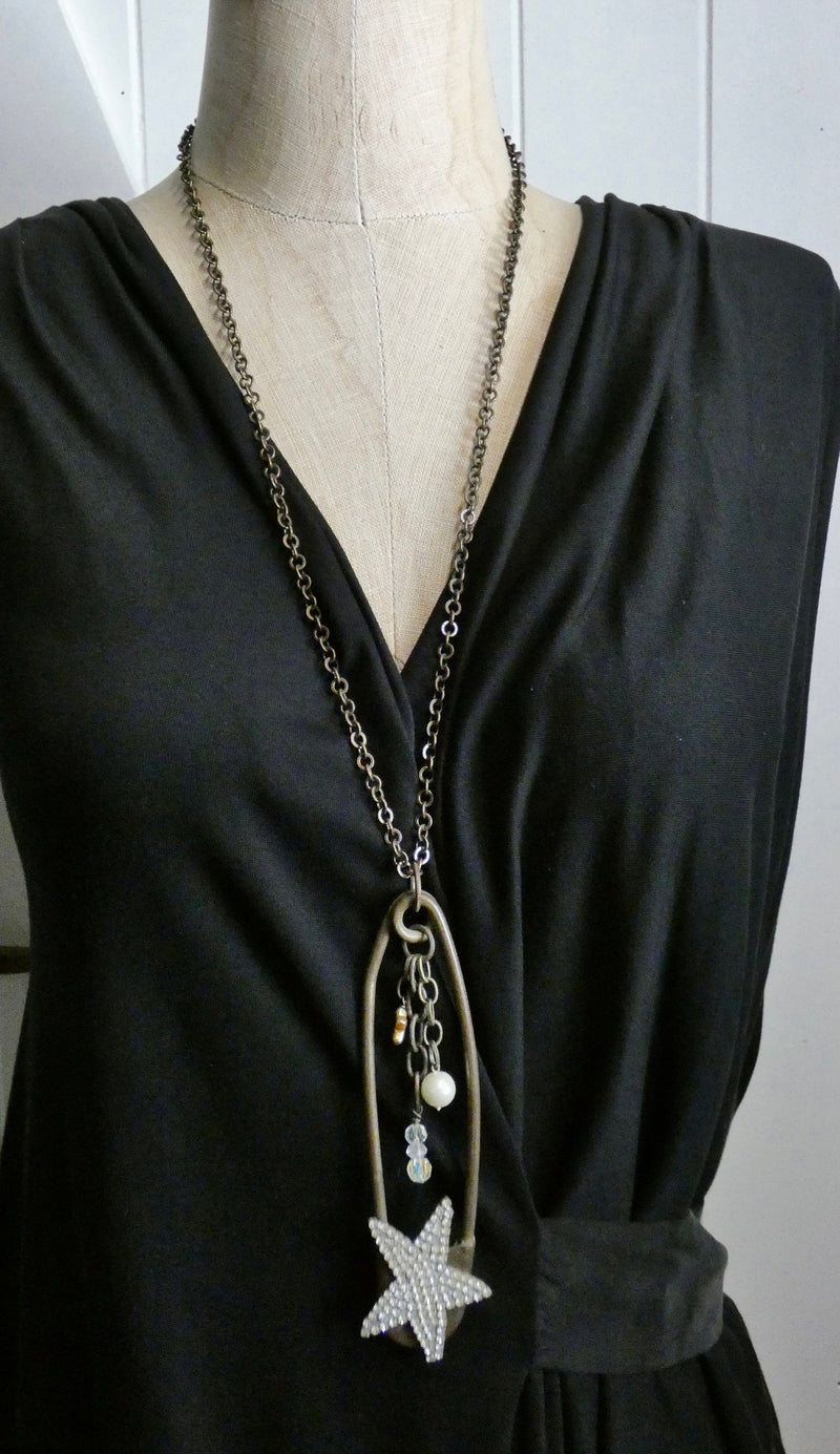One of a Kind Vintage Safety Pin Necklace
