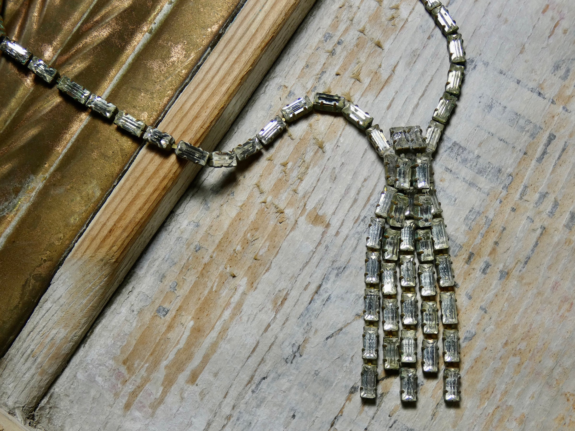 One of a Kind Vintage Rare Baguette Rhinestone Necklace
