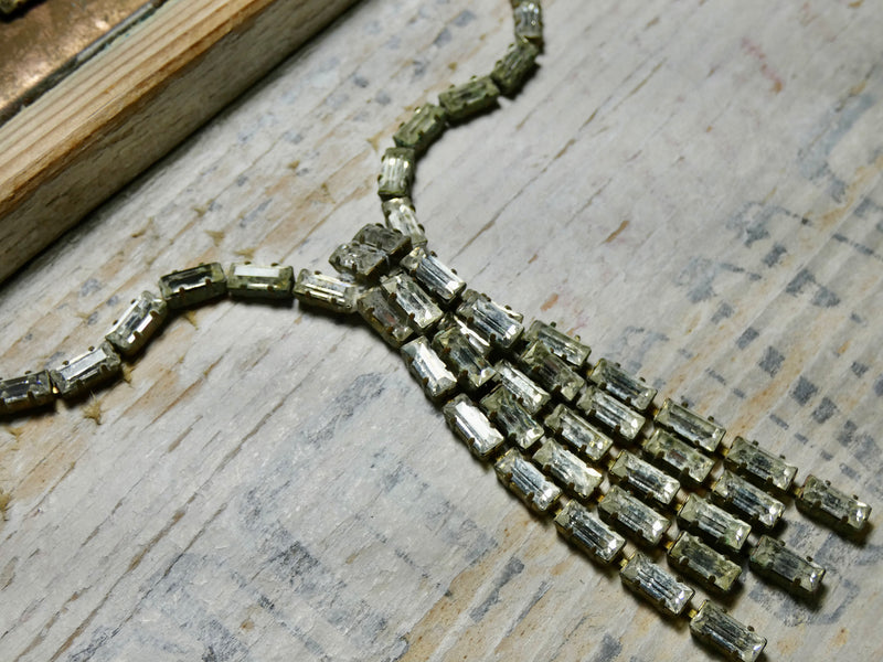 One of a Kind Vintage Rare Baguette Rhinestone Necklace