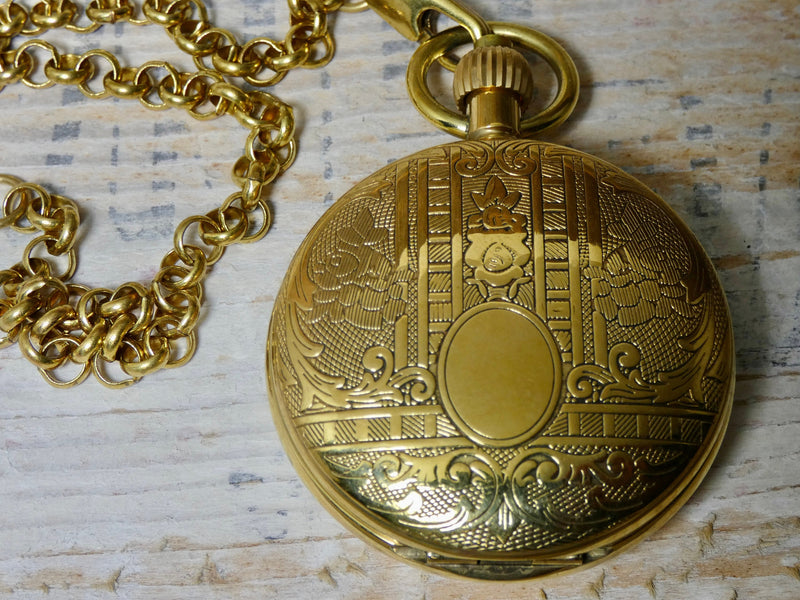 Mechanical Pocket Watch with Fob, Brass with Traditional Design ...
