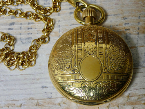 Mechanical Pocket Watch with Fob, Brass with Traditional Design