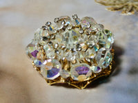One of a Kind Vintage Iridescent Crystal Brooch