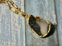 Druzy Geode Necklace, Gray Druzy Stone