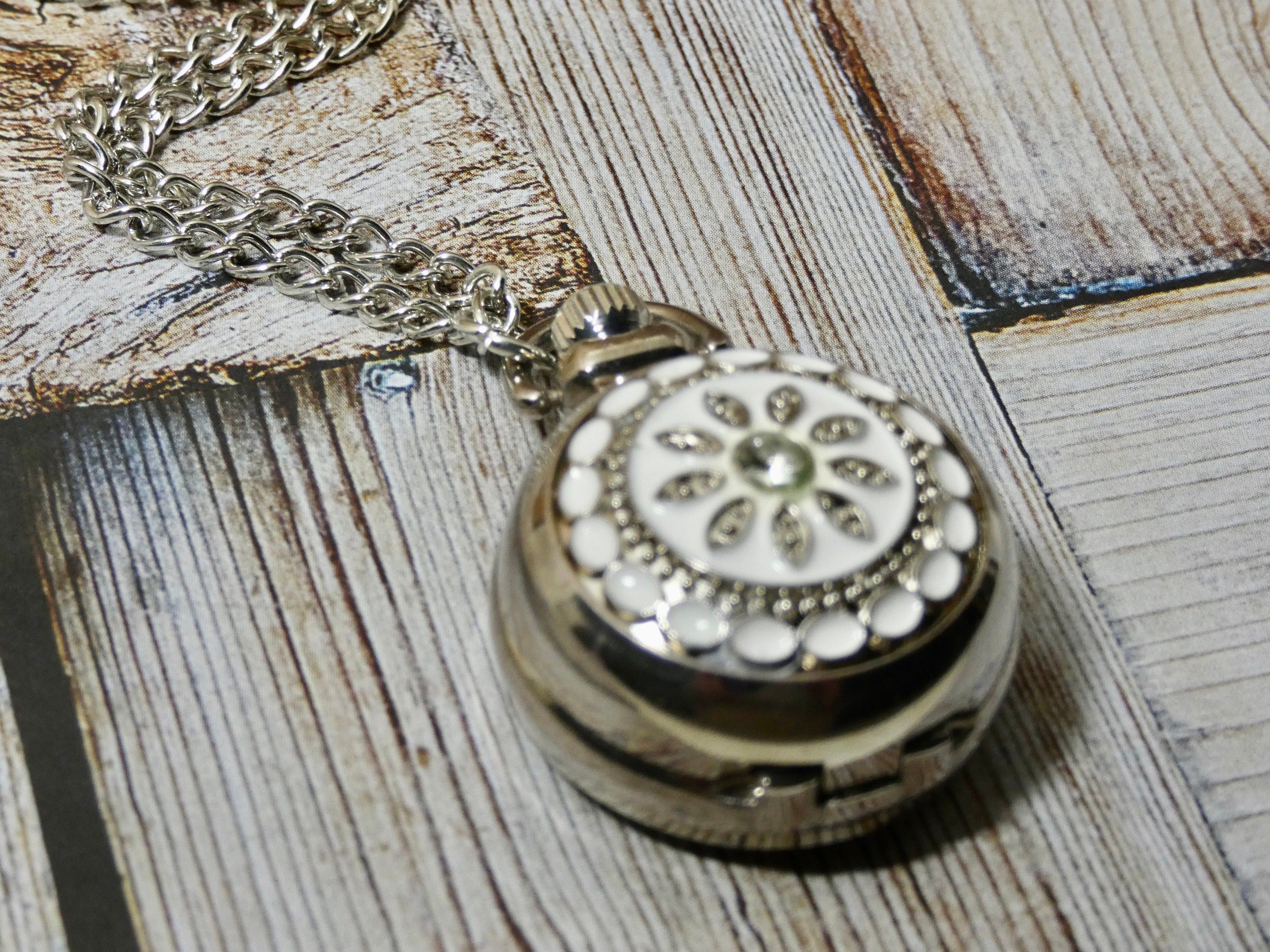 Vintage Pocket Watch Face Necklace – Rusty and Jewel