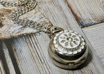 Pocket Watch Necklace - A working Watch Pendant - White Flower Design