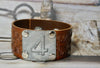 Leather Cuff Bracelet #4 Vintage Locker Number