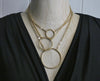 Circle Necklace, Large Hammered 14K Gold plated Circle Pendant