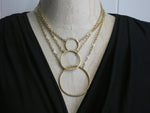 Circle Necklace, Large Hammered 14K Gold plated Circle Pendant