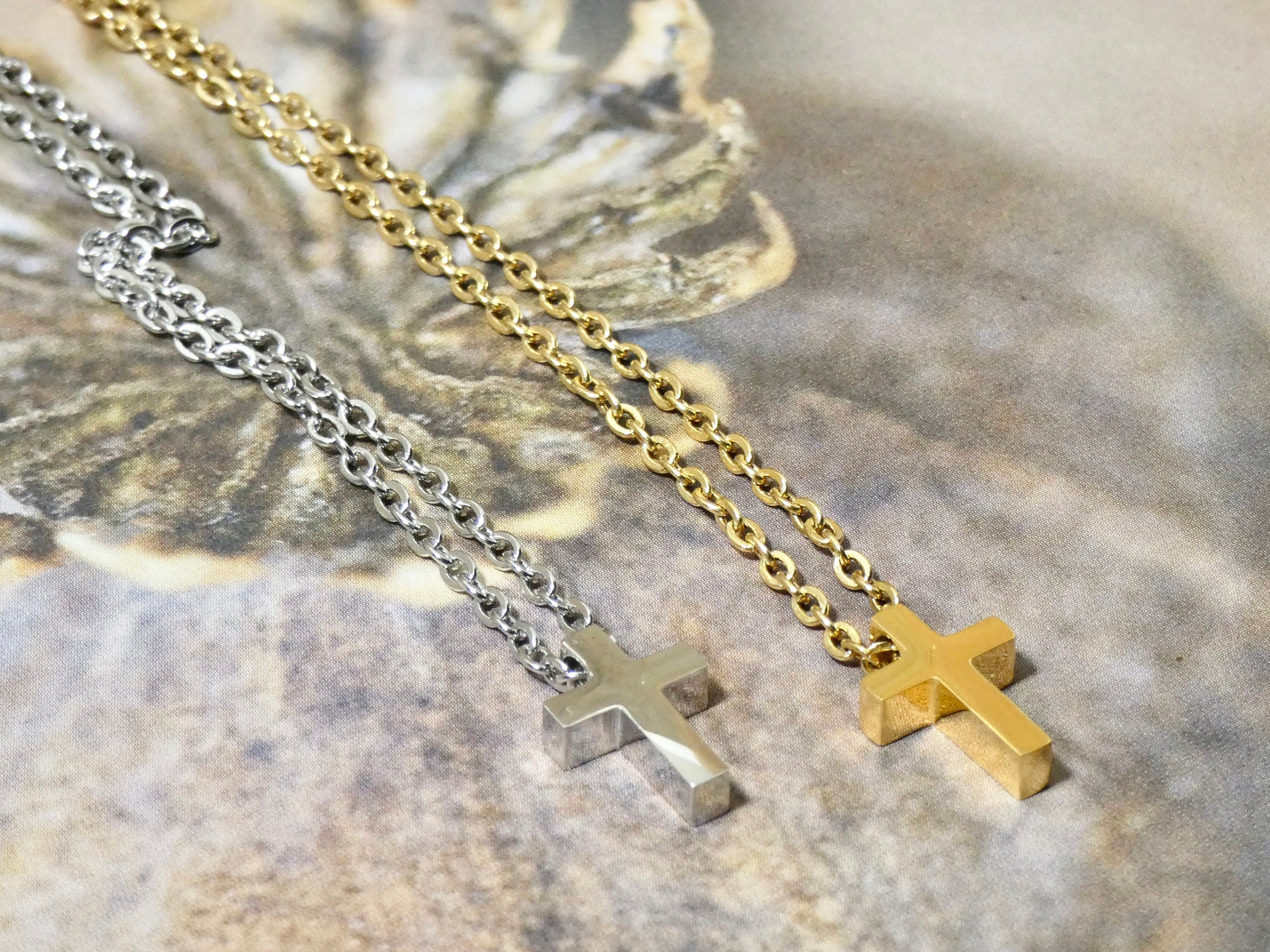 Small Gold Crucifix Men's Necklace — WE ARE ALL SMITH