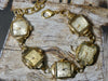 Vintage Watch Bracelet, One of a Kind Bracelet, All Gold Oval Faces Bracelet