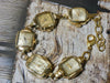 Vintage Watch Bracelet, One of a Kind Bracelet, All Gold Oval Faces Bracelet