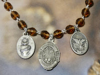 Repurposed Vintage Religious Medallion Charm Necklace, christian medals
