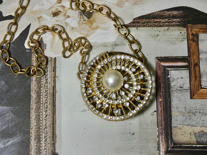 Vintage Repurposed Rhinestone Necklace, perfect wedding necklace
