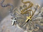 Cross Necklace, Tiny small Cross Pendant in Gold or Silver
