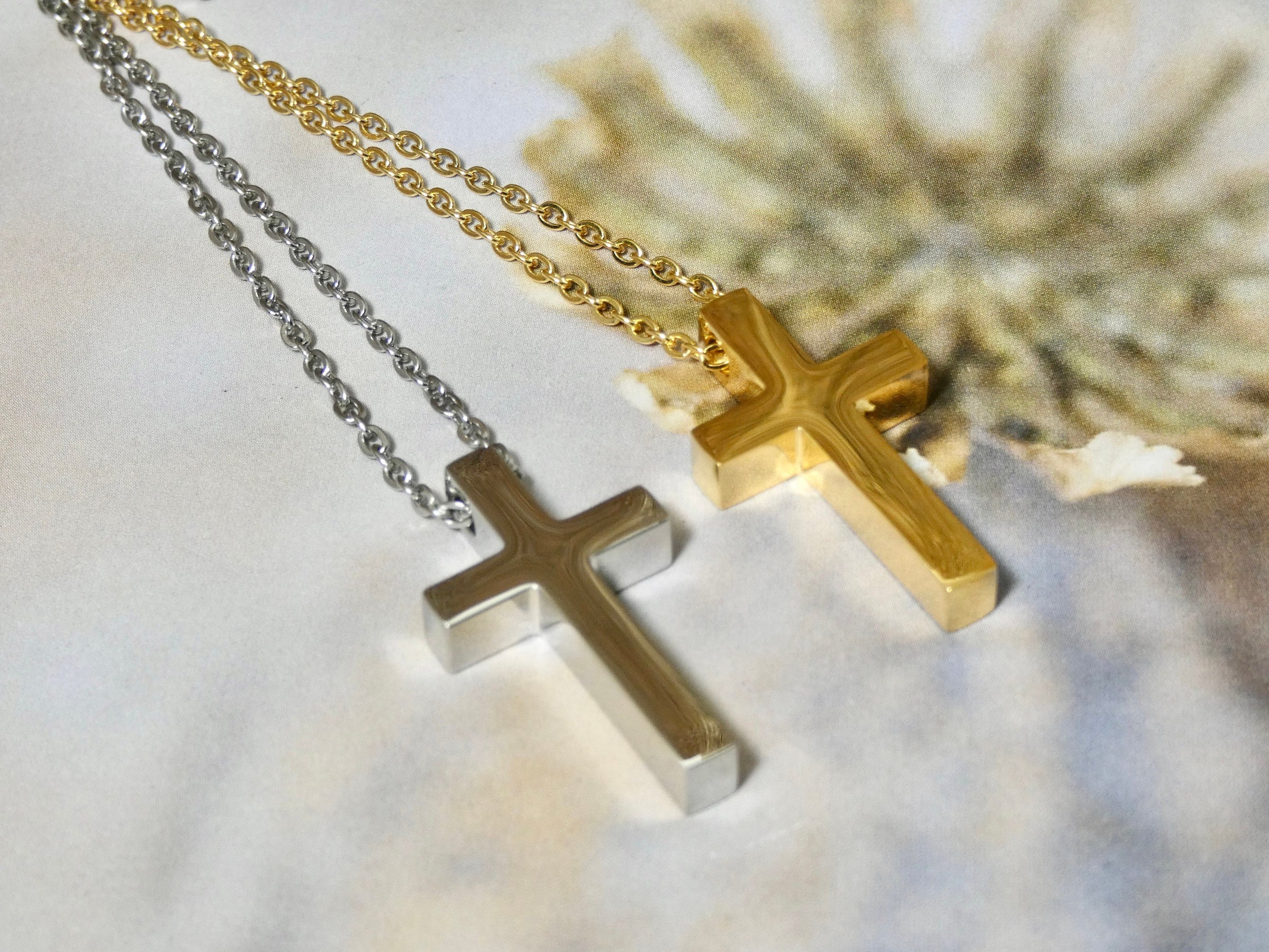Cross Necklace, Classic Cross Pendant in Gold or Silver