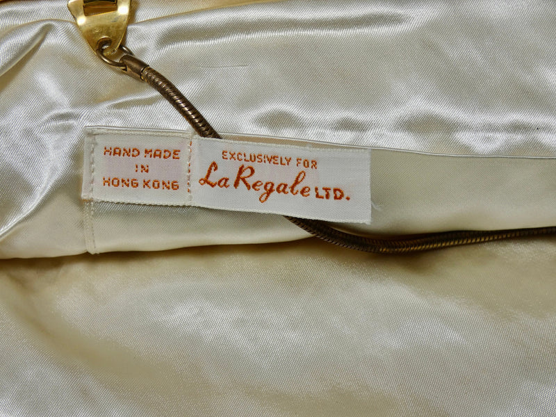 Vintage La Regale Handmade in Hong Kong Black Mesh Gold Frame Evening Clutch