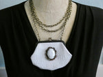 Vintage Coin Purse Necklace, One of a Kind Gift, White Coin Purse Necklace